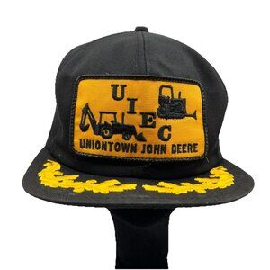 John Deere Uniontown PA Dealer Vintage Snapback Hat Cap Gold Leaf Patch USA Made